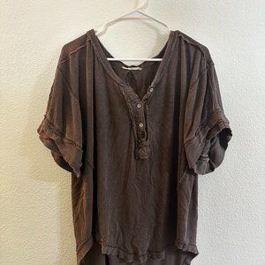 Free People Oversized Brown Tee